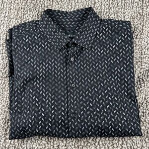 Kenneth Cole Black and White Patterned Shirt men’s Slim Fit XL